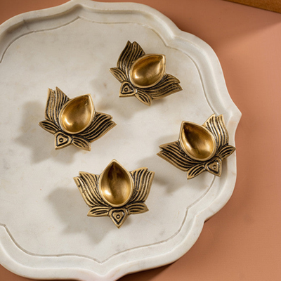 Brass Diya Set of 4 – Sacred Glow