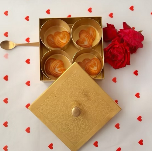 Square Masala Box Small (Brass)